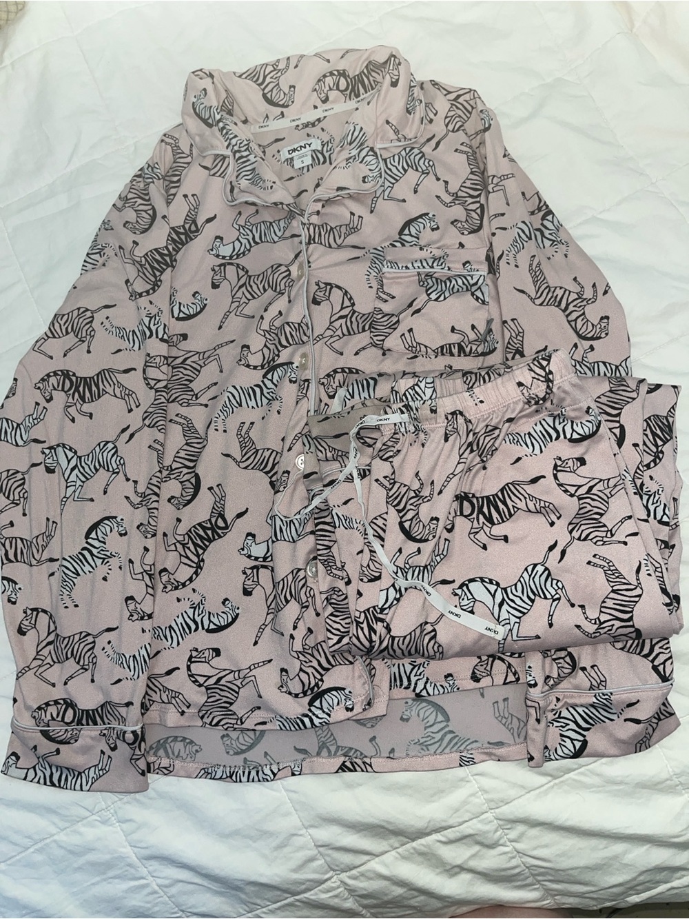DKNY Pink Zebra Print Pajama Set
